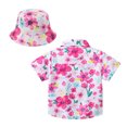 thumbnail image 2 of MIASHUI Boys Button Down Shirts Summer Short Sleeve Graphic Print Tops with Hat,Hot Pink,6-12 Months, 2 of 5