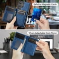 thumbnail image 4 of AutSpace Funda para Samsung Galaxy S25 Ultra 5G, Bloqueo RFID, Cuero PU, Compatible con MagSafe, Billetera Desmontable 2 en 1 con Tarjetero, Soporte, Cubierta Protectora Magnética, Azul, 4 of 9