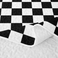 thumbnail image 5 of Manfei Checkered Art Twin Quilt Set,Geometric Plaid Twin Coverlet Set,Black White Pink,2-Piece,1 Bedspread and 1 Pillowcase, 5 of 7