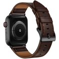 thumbnail image 2 of Compatible con Apple Watch Band 45 mm 44 mm 42 mm, correa de repuesto de correa de cuero genuino compatible con Apple Watch Series 7/6/5/4/3/2/1/SE, marrón oscuro JFHHH pequeña, 2 of 5