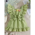 thumbnail image 2 of Infant Baby Girls Princess Dress Solid Color Flower Decor Ruffles Fly Sleeve Bow Dress Summer Dress, 2 of 7