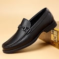 thumbnail image 3 of Men's Metal Horsebit Slip-On Leather Loafers, 3 of 10