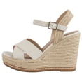 thumbnail image 2 of Soda Women's Criss Cross Ankle Strap Espadrille Platform Wedge, Bone, 7.5 M US, 2 of 5