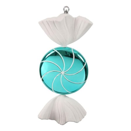 Pemberly Row 18.5" Plastic Swirl Candy Christmas Ornament in Turquoise/White