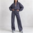 thumbnail image 2 of Gamivast Women's 2 Piece Sweatsuit Cropped Zip up Jacket and High Waisted Pants Set Casual Tracksuit Fall Winter Athletic Lounge Outfits Activewear, 2 of 6