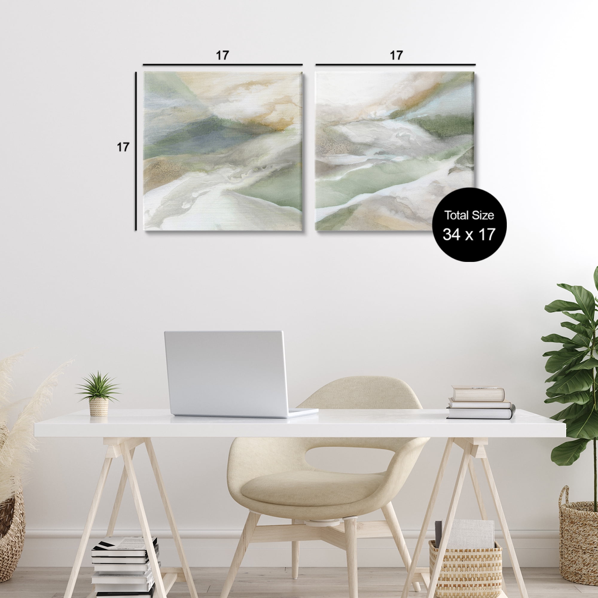 Stupell Industries Serene Misty Valley Abstraction 2 Piece Canvas Wall Art Set, design by Carol Robinson