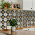 thumbnail image 3 of Mi Alma Retro Flower Green/Blue Tile Stickers - Removable Vinyl 4x4, 24 pcs, 3 of 11