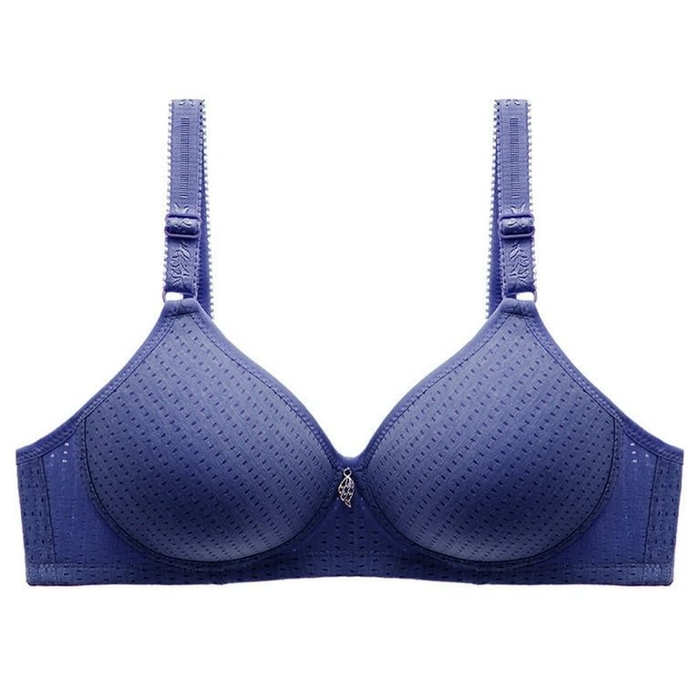 CLZOUD Wide Strap Bras for Women Blue Polyester Women's Adjustable