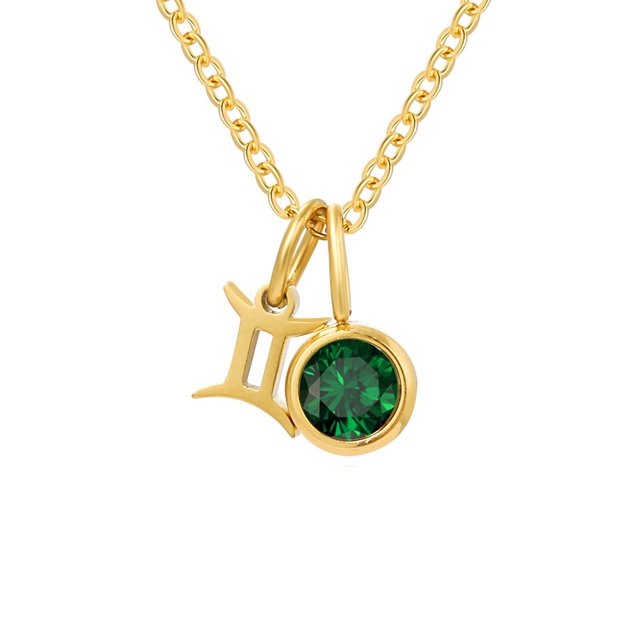 Collier Rune Tridimensionnel des Douze Constellations, Luxe Léger, Couleur, Collier Pierre de Naissance en Strass, Collier en Acier Inoxydable