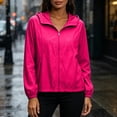 thumbnail image 6 of MORESEC Women's Plus Size Summer Fall Windbreaker Jackets Solid Casual Loose Thin Outerwear Lightweight Travel Beach Tops, Hot Pink XL, 6 of 9