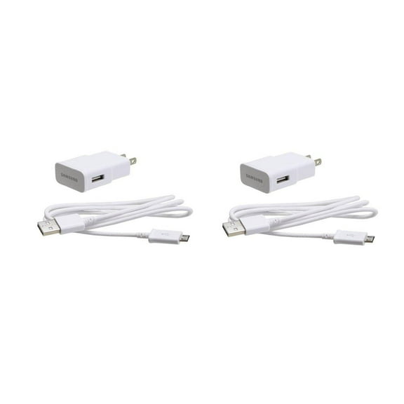 Samsung Universal Travel Charger for Galaxy S3/S4/Note 2, 2 Pack - Non-Retail Packaging - White