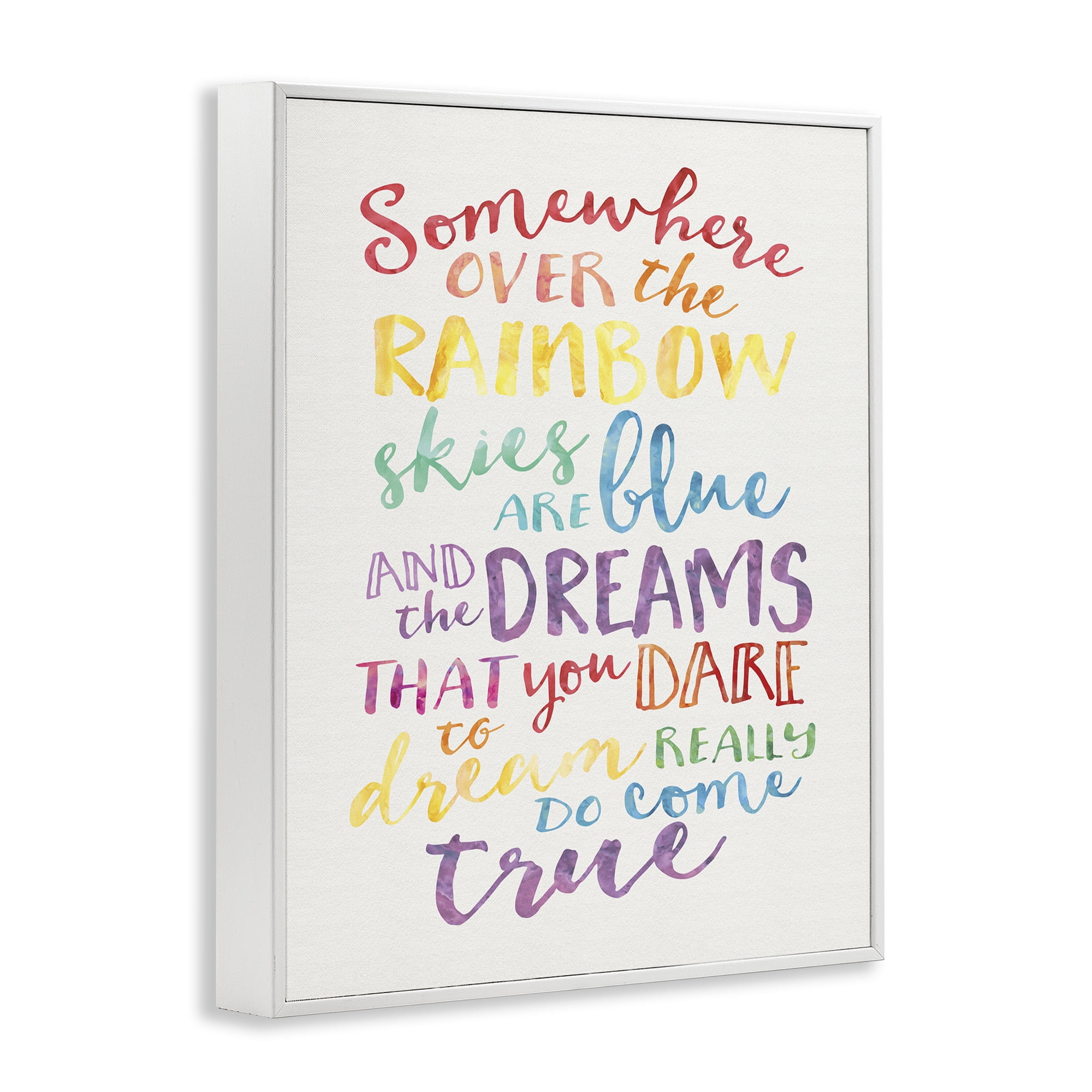 Stupell Industries Rainbow Lyrics Watercolor Art for Kids Painting White Framed Art Print Wall Art, 11 x 14