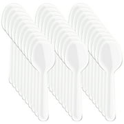 Koolleo 200Pcs Disposable Plastic Spoons Plastic Tableware Cutlery Clear Teaspoon Disposable Utensils for Dessert Ice Cream