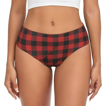 Red black plaid Womens Briefs Underwear  No Show Seamless Underwear for Women  Soft Stretch Women s Panties  Classic Hipster Panties Bikini Underwear Briefs for Ladies