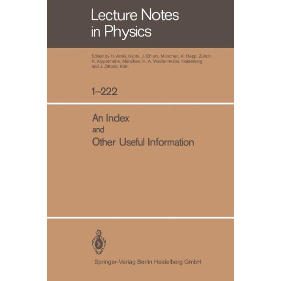 Lecture Notes in Physics An Index and Other Useful Information, Book 1, (Paperback)
