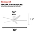 thumbnail image 6 of Honeywell 52" Modern Ceiling Fan, LED Light, Remote Control, Indoor Airflow Fixture, White, 6 of 12