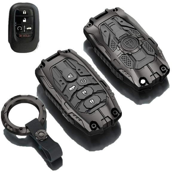 Heavy Metal Key fob Cover for Honda with Keychain, Key fob Case Protection for Honda 2022 2023 2024 Civic Accord HR-V Pilot CR-V,5 Buttons Key Fob Shell