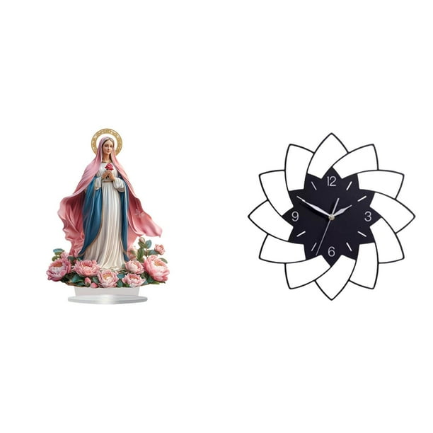 Adorno Acrílico De Mesa Con Reloj Colgante En Forma De Flor. Decoración Silenciosa Para Interiores, Ideal Para Dormitorio, Estantería O Festivales.