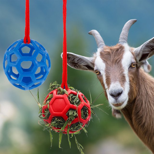 Muyoka Bola de tratamiento para caballos, alimentador de heno, juguete de alimentación colgante para caballos, cabras, ovejas, alivio del estrés (azul) Muyoka Hogar