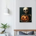 thumbnail image 4 of Vintage Halloween skeleton Pumpkin Canvas Wall Art Painting,Gothic Print Pictures for Home Wall Decor Horror Creepy Dark Posters for Living Room Home Halloween Party Decor Framed, 4 of 5