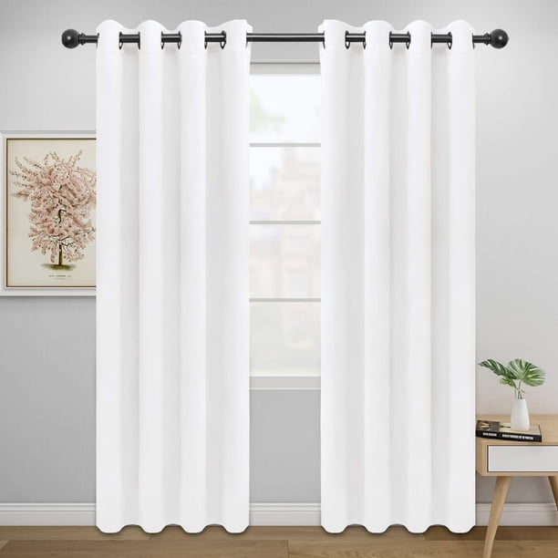 Cortinas opacas, fáciles de usar, con aislamiento térmico, 2 paneles, blancas