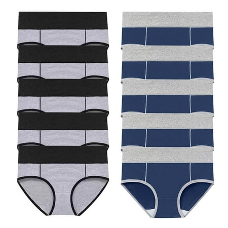 ATOYSOY Women s Plus Size Hip Lifting Cotton Panties  10 Pack Underpants Multipack Clearance Solid Panty Classic Briefs Comfy Shapewear Control Briefs Seamless Stretchy Blue XXXL