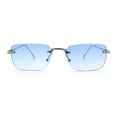 thumbnail image 4 of Retro Luxe Rimless Rectangle Metal Frame 90s Fashion Sunglasses Silver - Blue, 4 of 8