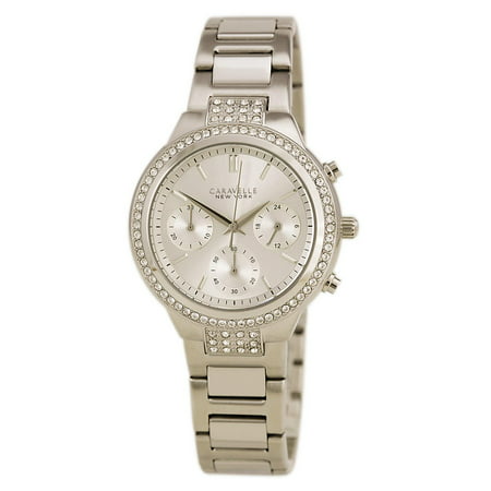 Caravelle 43L186 Women's New York Silver Dial Stainless Steel Chronograph Crystal Watch