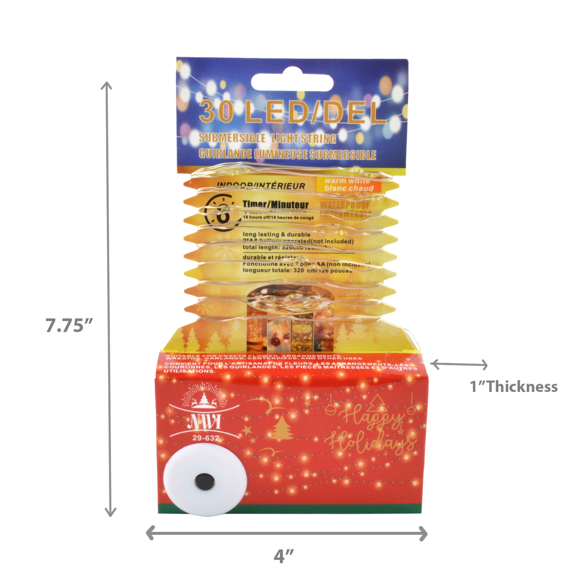 Guirlande Lumineuse Submersible 30 Led, Minuterie 6 H (Multicolore), Lot De 12