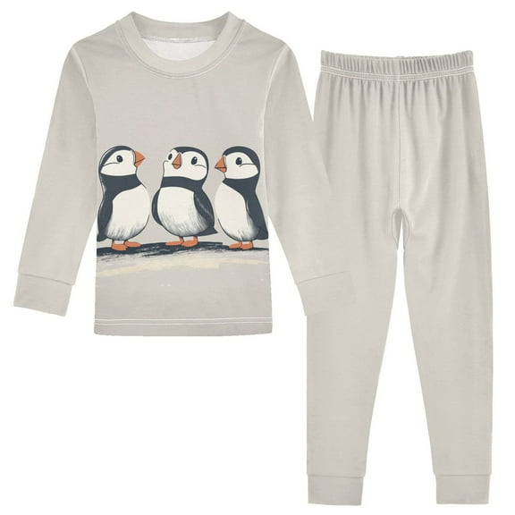 FORMRS Long Sleeve Top and Pants Pajama Set for Niños 2-Piece Sleepwear, Sizes 18M-8Y, Cute Puffin