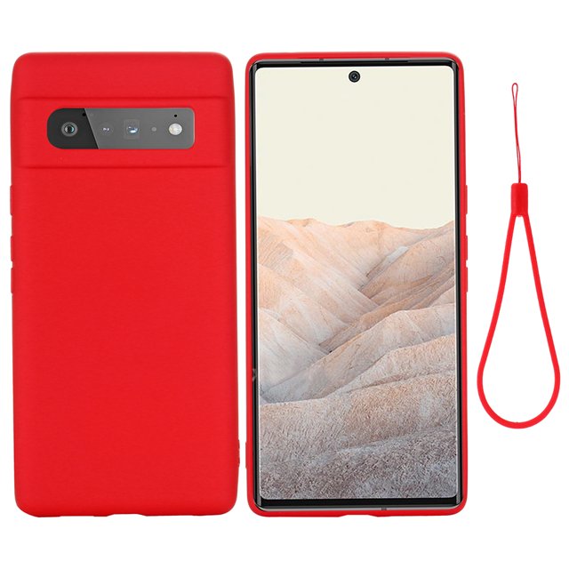 MasteelfCA Liquid Silicone Mobile Phone Case with Wrist Strap Compatible with Pixel 6 Pro