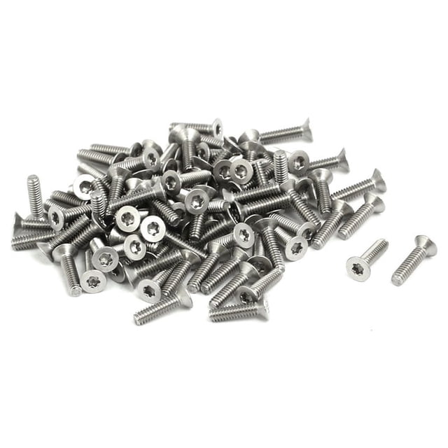 Unique Bargains M2x8mm 304 Stainless Steel Flat Head Torx Drive Type Screw Silver Tone 100pcs