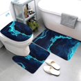 Bathroom Rugs Set 3 Piece Blue Marble And Gold, Bath Mats, Toilet Lid