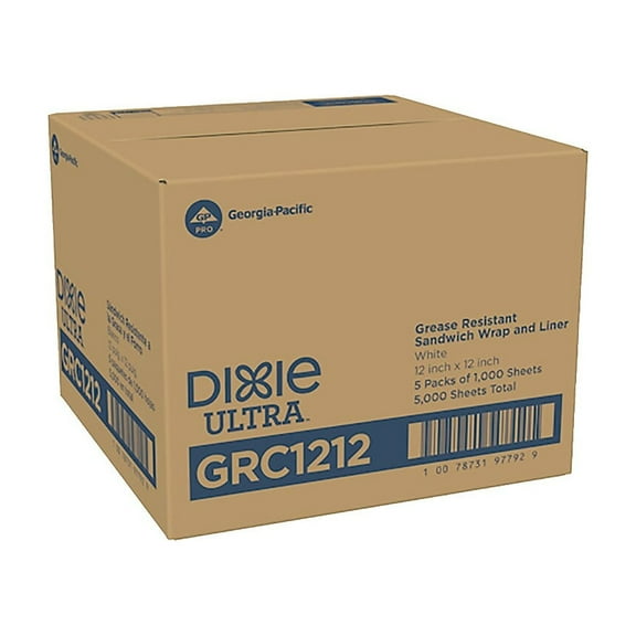 Dixie GRC1212 12 in. x 12 in. All-Purpose Dry Wax Paper Food Wrap - White (5000/Carton)