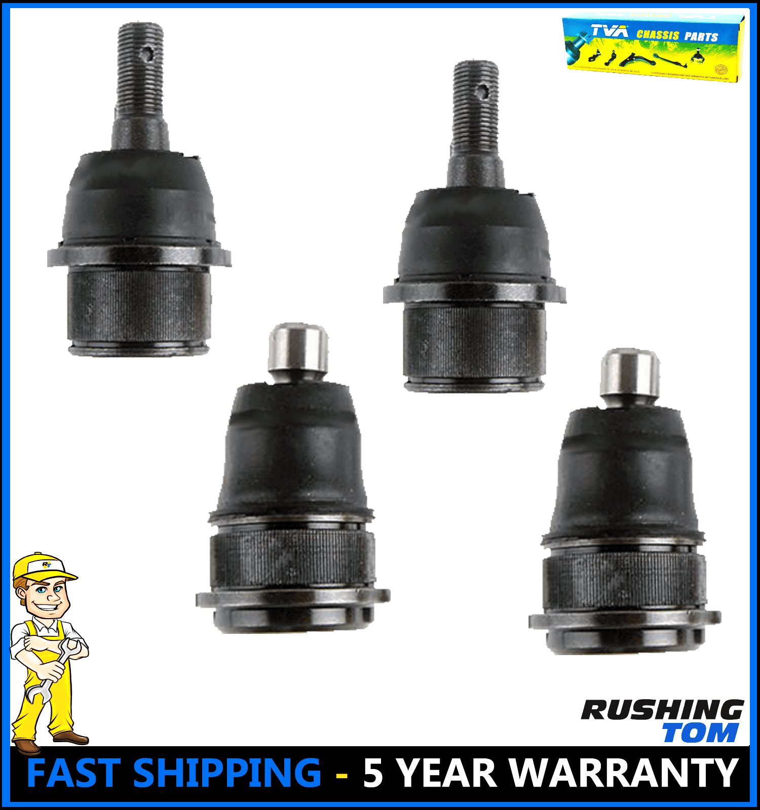 Kit of 4 Brand New Upper & Lower Ball Joints for GMC Envoy Chevy