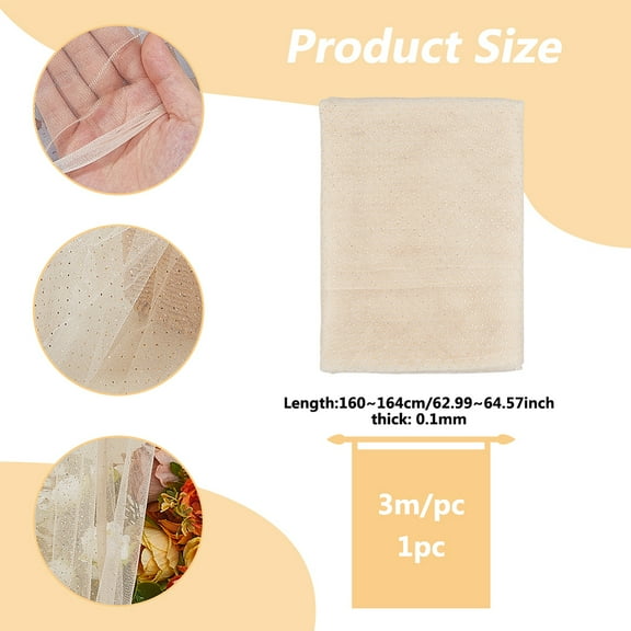 1 pc Polyester Mesh Lace Fabric for Kids Party Dress Decoration Garment Making Blanched Almond 1600~1640x0.1mm 3m/pc
