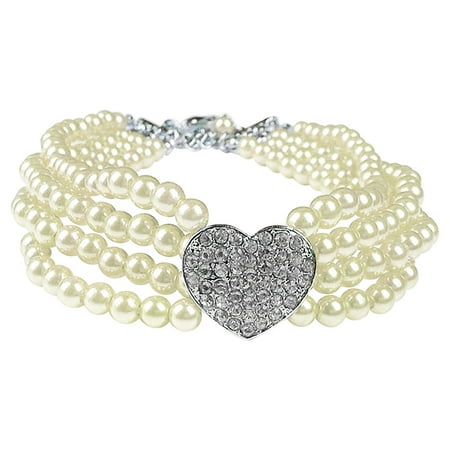 Lojoutye Lovely Pearls and Diamonds Dog Leather Dog Colors for Medium Dogs Collar Pet Dog Chain Please Take Your Shoes off Sign Cat Collar Adjustable Dog Collar Diamond Flash Dog Quick Snap