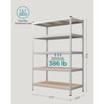 thumbnail image 5 of Storage Shelving Unit 5 Tier Garage Shelves Adjustable Storage Rack Heavy Duty Metal Shelving for Basement,Pantry,Kitchen,23.6 x 47.2 x 70.9 Inches,Silver, 5 of 8