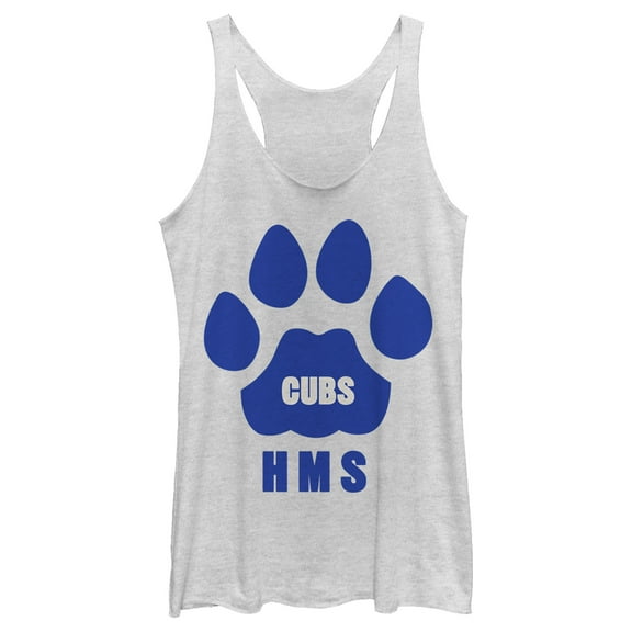 Netflix Women's Stranger Things Hawkins Middle School Cubs Logo Racerback Tank Top White Heather 2X Large