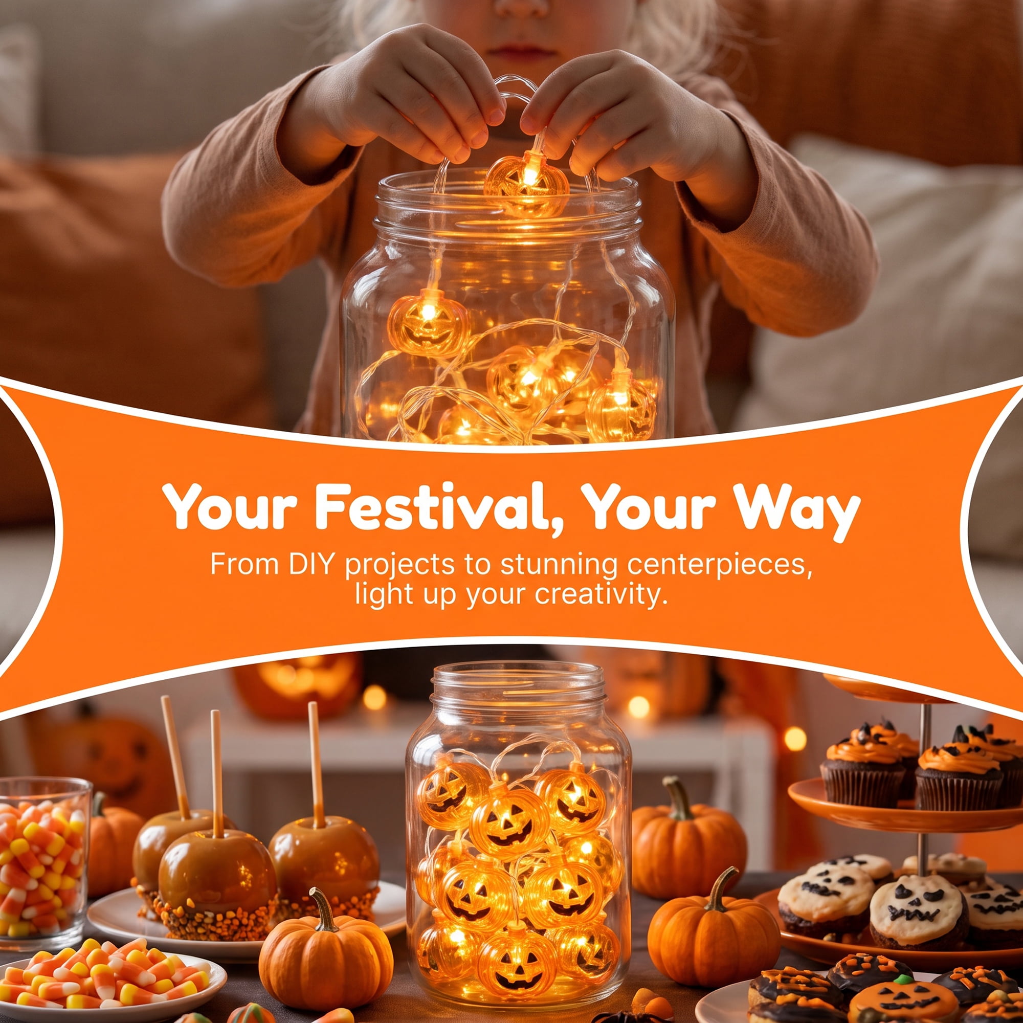 Unique Bargains Halloween Jack-O'-Lantern Fairy Light 4.9 ft Flat Pumpkin Battery Operated