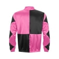 thumbnail image 6 of TiaoBug Mens Horse Racer Costume Satin Jackets Contrast Checkerboard Outerwear Halloween Party Fancy Dress Hot Pink&Black XL, 6 of 7