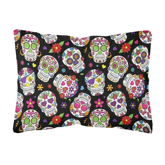 Carolines Treasures BB5116PW1216 Day of the Dead Black Canvas Fabric Decorative Pillow, 12H x16W, multicolor