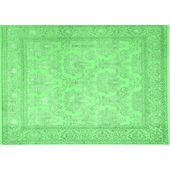 Ahgly Company Indoor Rectangle Persian Emerald Green Traditional Area Rugs, 2' x 5'