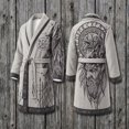 thumbnail image 2 of XIAOCHA Men Norse Mythology Print Robe Shawl Collar Tie Waist Long Sleeve Bathrobe Nightgown, 2 of 3