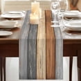 thumbnail image 3 of Farmhouse Haze Blue Brown 108 Inch Table Runner, Vintage Wooden Striped Farmhouse Dresser Scarf Cotton & Linen Tablerunner for Dining/Kitchen Island/Holiday Party Décor 13" x 108", 3 of 9