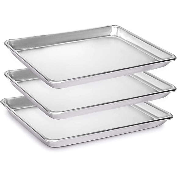 3 Pack Aluminum Baking Sheets, Commercial Quality, Restaurant Grade Quarter Size Rimmed Baking Pans (12 x 10 x 1 in)(31*24*2.5cm)
