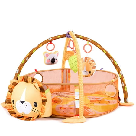 Costway 3 in 1 Cartoon Lion Baby Infant Activity Gym Play Mat w Hanging Toys Ocean (Best Baby Gym Mat)