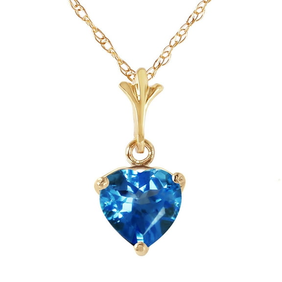 Galaxy Gold 14k14" Solid Yellow Gold Heart-shaped 1.15 Carat Natural Blue Topaz Pendant Necklace