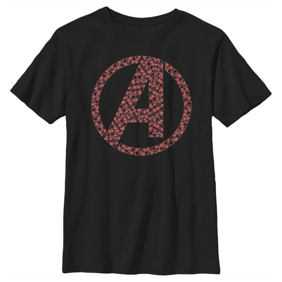 Boy's Marvel Avengers Valentine's Small Hearts Logo Graphic Tee Black Small