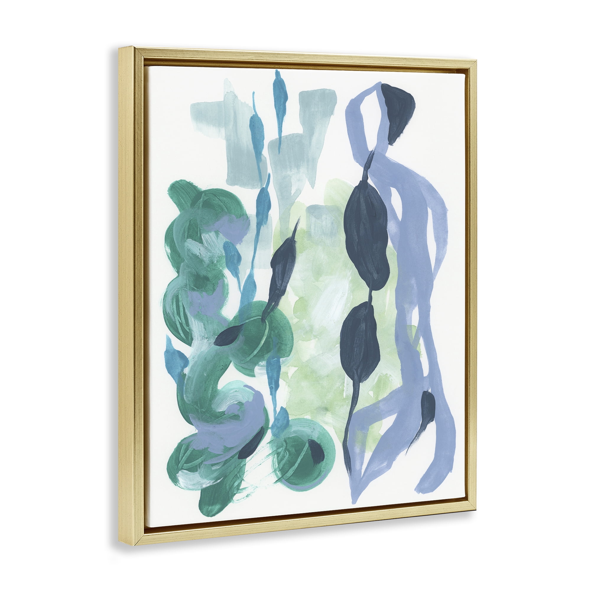 Stupell Industries Vegetative Paint Shapes Abstract Painting Gold Floater Framed Canvas Art Print Wall Art, 17 x 21